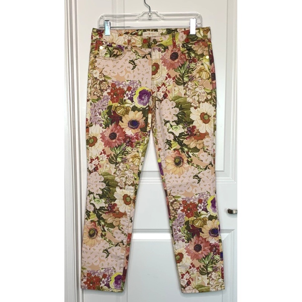 Tory Burch Women's Super Skinny Jean Size 29 Floral Print Flowers Colorful - Picture 8 of 15